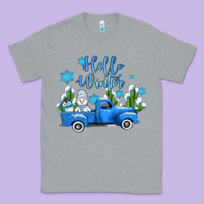 Hello Winter With Sniwman And  Truck Classic Tee Designed By Adodesignshop