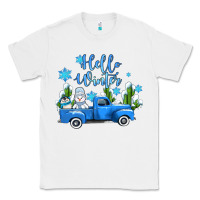 White hello winter with sniwman and  truck Classic Tee - AdoDesignShop