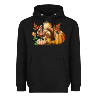 Black Fall Squirrel Heavyweight Hoodie - LillyAllenDesigns