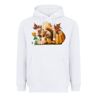 White Fall Squirrel Heavyweight Hoodie - LillyAllenDesigns