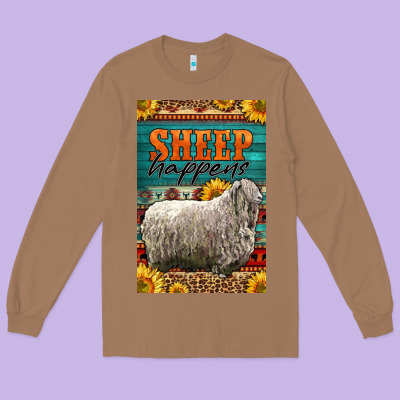 Western Sheep Happens Sunflowers Long Sleeve Tee Designed By Lillyallendesigns