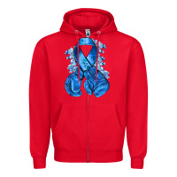 Red Blue ribbon with boxing gloves Zipper Hoodie - NancyCooperArtShop