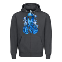 Smoke Blue ribbon with boxing gloves Zipper Hoodie - NancyCooperArtShop