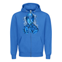 True Royal Blue ribbon with boxing gloves Zipper Hoodie - NancyCooperArtShop