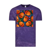 Cloud Purple halloween pumpkin and candy seamless pattern Vintage Tee - BundleAndBundleShop