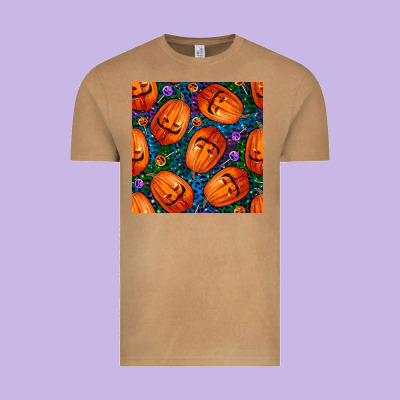 Halloween Pumpkin And Candy Seamless Pattern Vintage Tee Designed By Bundleandbundleshop