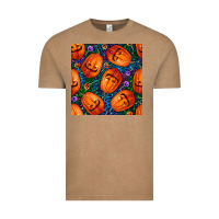 Vintage Coffee halloween pumpkin and candy seamless pattern Vintage Tee - BundleAndBundleShop