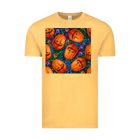 Vintage Mustard halloween pumpkin and candy seamless pattern Vintage Tee - BundleAndBundleShop
