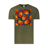 Vintage Olive halloween pumpkin and candy seamless pattern Vintage Tee - BundleAndBundleShop
