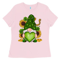 Bubblegum Pink st patricks day shamrock sunflowers gnomes Ladies Tee - RanaPortraitStore