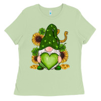 Matcha st patricks day shamrock sunflowers gnomes Ladies Tee - RanaPortraitStore