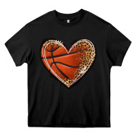 Black basketball heart Heavy Core Tee - texasbilliewilder