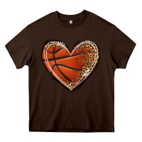 Chocolate Brown basketball heart Heavy Core Tee - texasbilliewilder