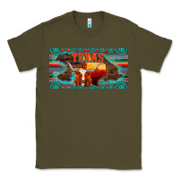 Army Green texas and map with longhorn serape gemstone licanse plate Classic Tee - Artiststas