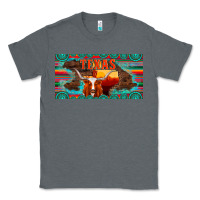 Charcoal Heather texas and map with longhorn serape gemstone licanse plate Classic Tee - Artiststas