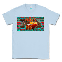 Dusty Blue texas and map with longhorn serape gemstone licanse plate Classic Tee - Artiststas