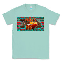 Seafoam texas and map with longhorn serape gemstone licanse plate Classic Tee - Artiststas