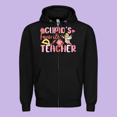 Cupid's Favorite Teacher Zipper Hoodie Designed By Maliassmallbusiness