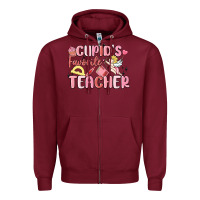 Burgundy cupid's favorite teacher Zipper Hoodie - MaliasSmallBusiness