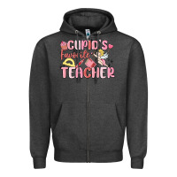 Charcoal Heather cupid's favorite teacher Zipper Hoodie - MaliasSmallBusiness