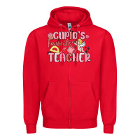 Red cupid's favorite teacher Zipper Hoodie - MaliasSmallBusiness