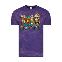 Cloud Purple moody before coffee longhaired cow coffee Vintage Tee - Jasminsmagicworld