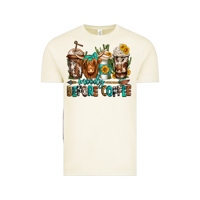 Moody Before Coffee Longhaired Cow Coffee Vintage Tee by Jasminsmagicworld | Teevron