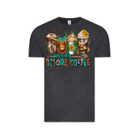 Vintage Black moody before coffee longhaired cow coffee Vintage Tee - Jasminsmagicworld