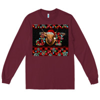 Burgundy highland cow joy Christmas Long Sleeve Tee - BarkalooDesign