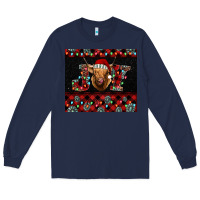Navy highland cow joy Christmas Long Sleeve Tee - BarkalooDesign
