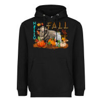 Black Hello Fall Merino Wool Sheep Heavyweight Hoodie - LillyAllenDesigns