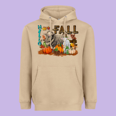 Hello Fall Merino Wool Sheep Heavyweight Hoodie Designed By Lillyallendesigns
