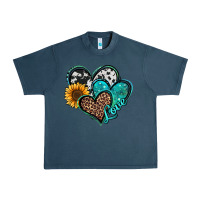 Midnight Navy turquoise sunflower hearts Urban Heavy Tee - Jasminsmagicworld