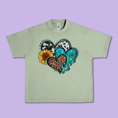 Turquoise Sunflower Hearts Urban Heavy Tee Designed By Jasminsmagicworld