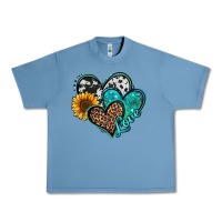 Pebble Blue turquoise sunflower hearts Urban Heavy Tee - Jasminsmagicworld