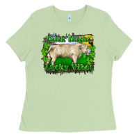 Thick Thighs Lucky Vibes Charolais Bull Ladies Tee | Teevron