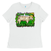 White thick thighs lucky vibes charolais bull Ladies Tee - RanaPortraitStore
