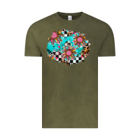 Vintage Olive race sunflower patches Vintage Tee - AdoDesignShop