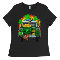 Black st patricks day truck with pot of gold horseshoe a Ladies Tee - RanaPortraitStore
