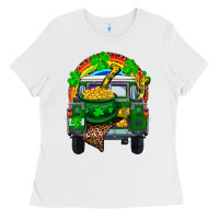 White st patricks day truck with pot of gold horseshoe a Ladies Tee - RanaPortraitStore