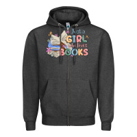 Charcoal Heather just a girl who loves books Zipper Hoodie - MaliasSmallBusiness