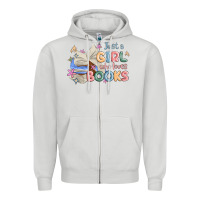Dove Grey just a girl who loves books Zipper Hoodie - MaliasSmallBusiness
