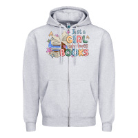 Heather Grey just a girl who loves books Zipper Hoodie - MaliasSmallBusiness