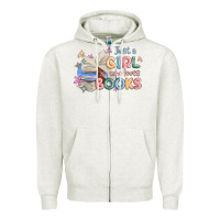 Oatmeal Heather just a girl who loves books Zipper Hoodie - MaliasSmallBusiness