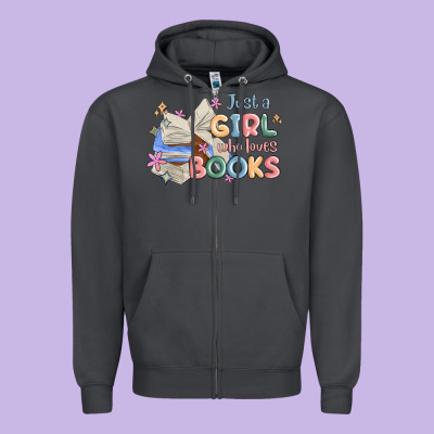 Just A Girl Who Loves Books Zipper Hoodie Designed By Maliassmallbusiness