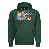 Sports Green just a girl who loves books Zipper Hoodie - MaliasSmallBusiness