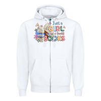 White just a girl who loves books Zipper Hoodie - MaliasSmallBusiness