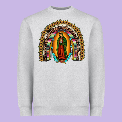 Our Lady Of Guadalupe Rainbow Heavyweight Sweatshirt Designed By Jahusdesignshop