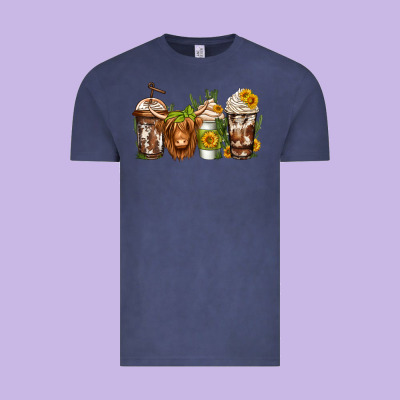 Longhaired Cow Coffee Vintage Tee Designed By Jasminsmagicworld