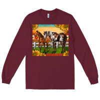 Burgundy Western Ranch Horses Long Sleeve Tee - LillyAllenDesigns